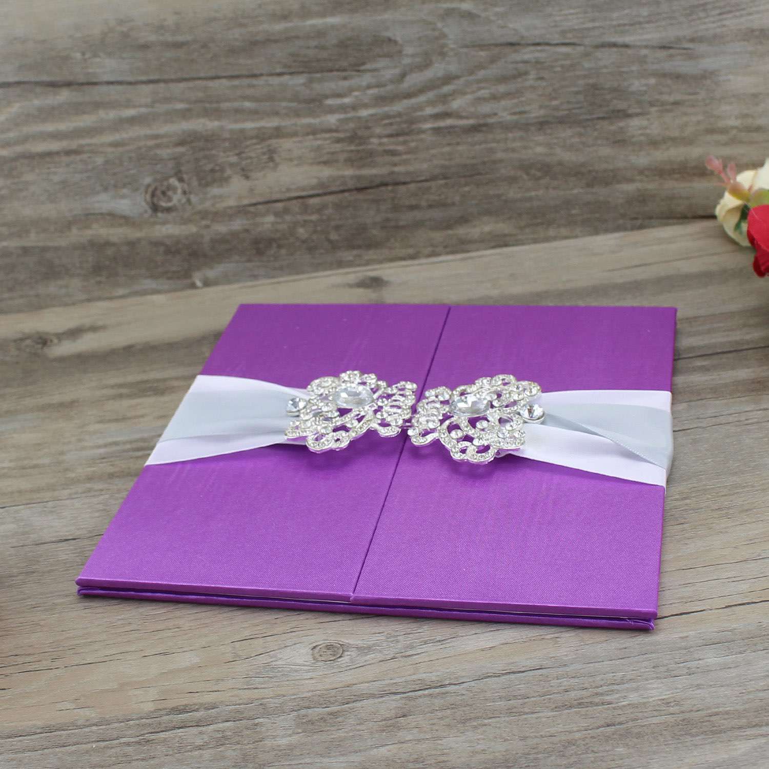 Silk Invitation Card Purple Wedding Invitation Customized Slap-up Invitation